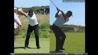 Jon Rahm golf swing  Long Iron faceon amp downtheline July 2017 [upl. by Eedeed418]