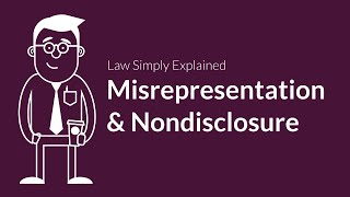 Misrepresentation and Nondisclosure  Contracts  Defenses amp Excuses [upl. by Kurzawa154]