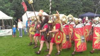 Roman Reenactment at the Amphitheatre in Caerleon Marching In [upl. by Celene68]