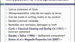 Misrepresentation Lecture 1 of 4 [upl. by Lustig]